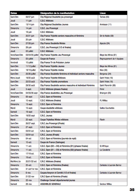 Calendrier Championnats 3
